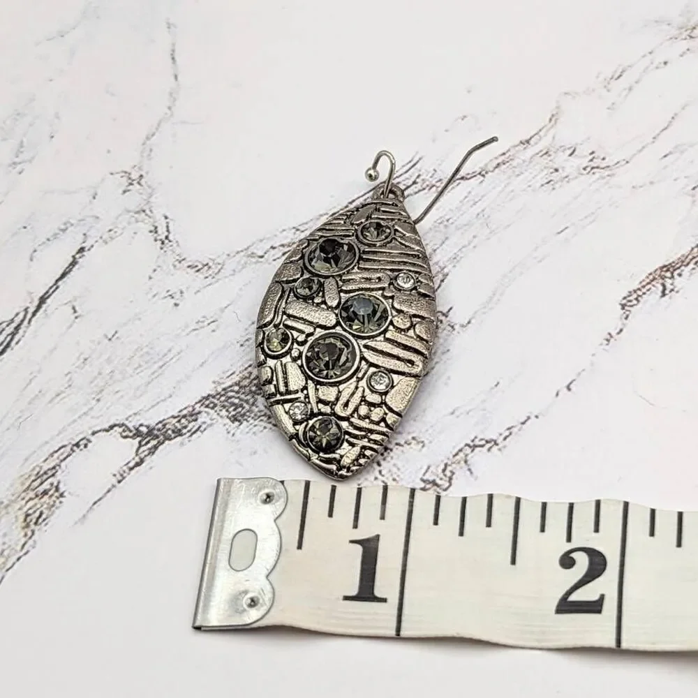 Clear Gold Dangle Earrings with Stones - Picture 3 of 4